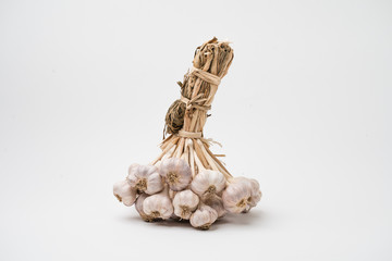 Close-up garlic on a white background