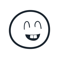 Happy emoji face line style icon vector design