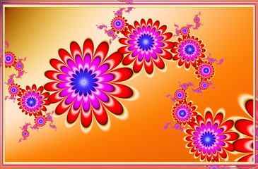 Computer graphics. Fractal texture in frame. Flowers