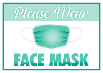 WEAR FACE MASK PLEASE SIGN A4 Printable Sticker