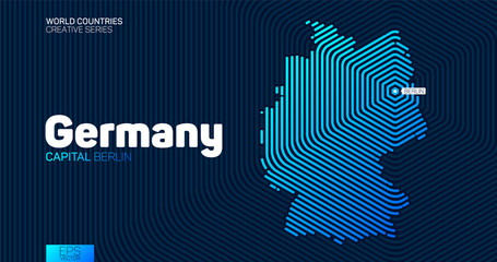 Abstract map of Germany with hexagon lines