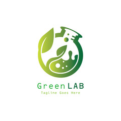 Green Lab Logo Design Concept Vector. Creative Lab with leaf Logo Template