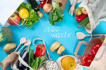 Eco friendly natural bag with organic fruits and vegetables