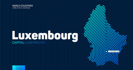 Abstract map of Luxembourg with hexagon lines - obrazy, fototapety, plakaty