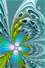 Computer graphics. Fractal texture in frame. Flowers