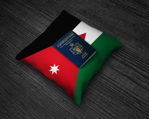 Official passport of Jordan with Jordanian Flag  Pillow
