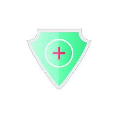 Obraz premium protection icon, immune system, blue shield, with red cross, protection from dangers, vector illustration