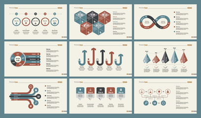 Infographic design set can be used for workflow layout, diagram, annual report, presentation, web design. Business and accounting concept with process, percentage, timing and bar charts.