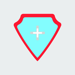 microbial protection icon, virus blue shield with white cross, vector illustration
