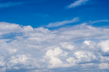 blue sky with clouds. blue sky background with tiny clouds