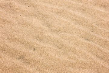 Fototapeta na wymiar The beach along Lake Michigan at Harrington Beach State Park, Belgium, Wisconsin are rippled into fine drifts of sand from the mid-September winds