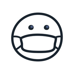 Emoji with mask line style icon vector design