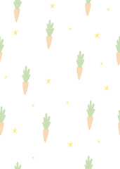 Seamless childish pattern with carrot. Creative scandinavian kids texture for fabric, wrapping, textile, wallpaper, apparel. Vector illustration.