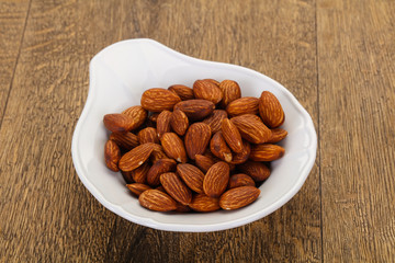 Almonds nuts heap