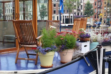 Fototapeta na wymiar House boat deck
