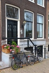 Fototapeta premium Parked bicycles in Amsterdam