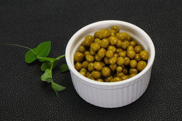 Canned Green peas in the bowl