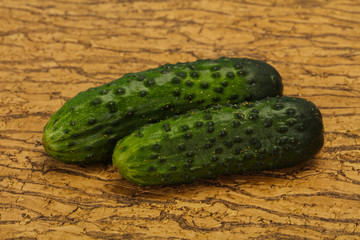 Ripe fresh green two cucumbers