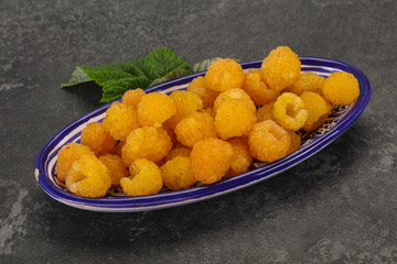 Sweet ripe tasty yellow raspberry