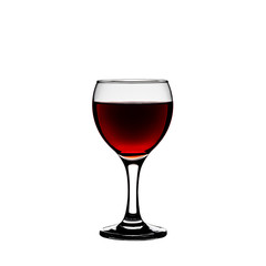 glass of red wine on white background isolated, silhouette