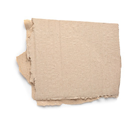Piece of cardboard on white background