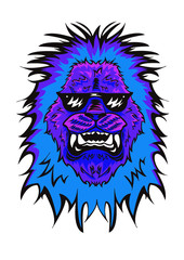 León morado ilustración con colores fríos 