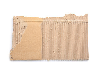 Piece of cardboard on white background