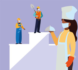 professional people working with face mask