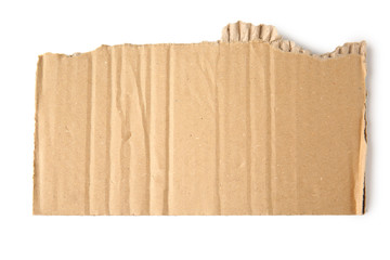 Piece of cardboard on white background