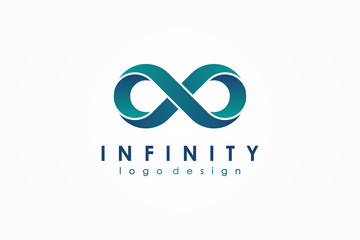 Blue Green Motion Infinity Logo isolated on White Background. Usable for Business and Technology Logos. Vector Logo Design Template Element. - obrazy, fototapety, plakaty