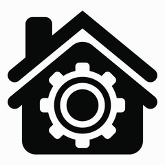 Icon house and setting. Installing a smart home. Commercial line vector icon for websites and mobile minimalistic flat design.