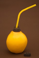Fruits juice, conceptual photography. Quince.  Fresh quince juice and vitamins concept.