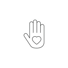 Hand with heart  icon vector logo