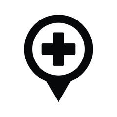 Hospital pin icon, hospital map point 