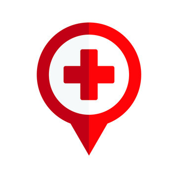 Hospital pin icon, hospital map point 