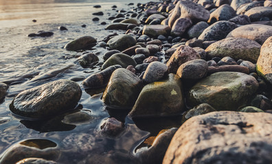 Fototapeta premium Round Stones on a beach on the Swedish Baltic Sea