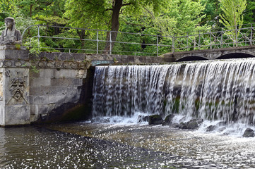 Waterfall cascade in Laxenburg Park Austria