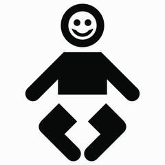 Newborn baby icon. Children icon. Childhood illustration. Baby. Vector icon.