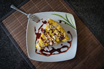Milchreis Auflauf mit Kirschen, Dessert, Nachtisch oder Mittagessen, Produktbild