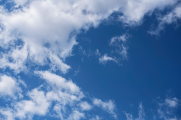 Bright blue spring sky with light white clouds