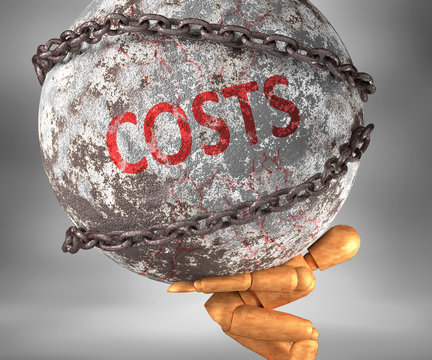 Costs And Hardship In Life - Pictured By Word Costs As A Heavy Weight On Shoulders To Symbolize Costs As A Burden, 3d Illustration