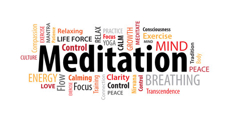Fototapeta premium Meditation Word Cloud on a White Background