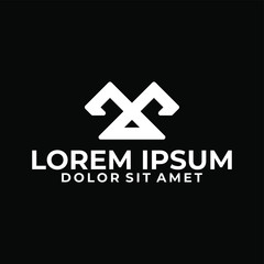 Initial letter ma or am logo template with geometric abstract symbol in flat design monogram illustration