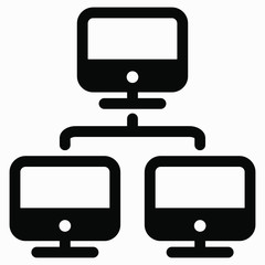 Local area network icon. Illustration of internet connection. Social network. Remote access to the server. Vector icon.