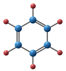 Obraz premium 3d illustration of Benzene ring use for chemistry chemical compound is C6H6 with resonance ring from double bond and single bond for more stable molecule. composed of six carbon atoms joined in a ring