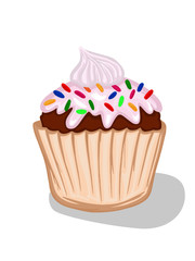 cupcake vector picture sweets with cream powder muffin festive dessert confectioner illustration food delicacy