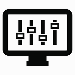 Display settings icon. Monitor installation. Commercial line vector icon for websites and mobile minimalistic flat design.