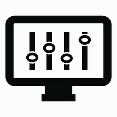 Display settings icon. Monitor installation. Commercial line vector icon for websites and mobile minimalistic flat design.