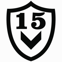 Protection icon with ok. Warranty 15 days. Protection 15 years. Service 15 years. Shield with a ok sign. Vector icon.