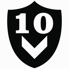 Protection icon with ok. Warranty 10 days. Protection 10 years. Service 10 years. Shield with a ok sign. Vector icon.